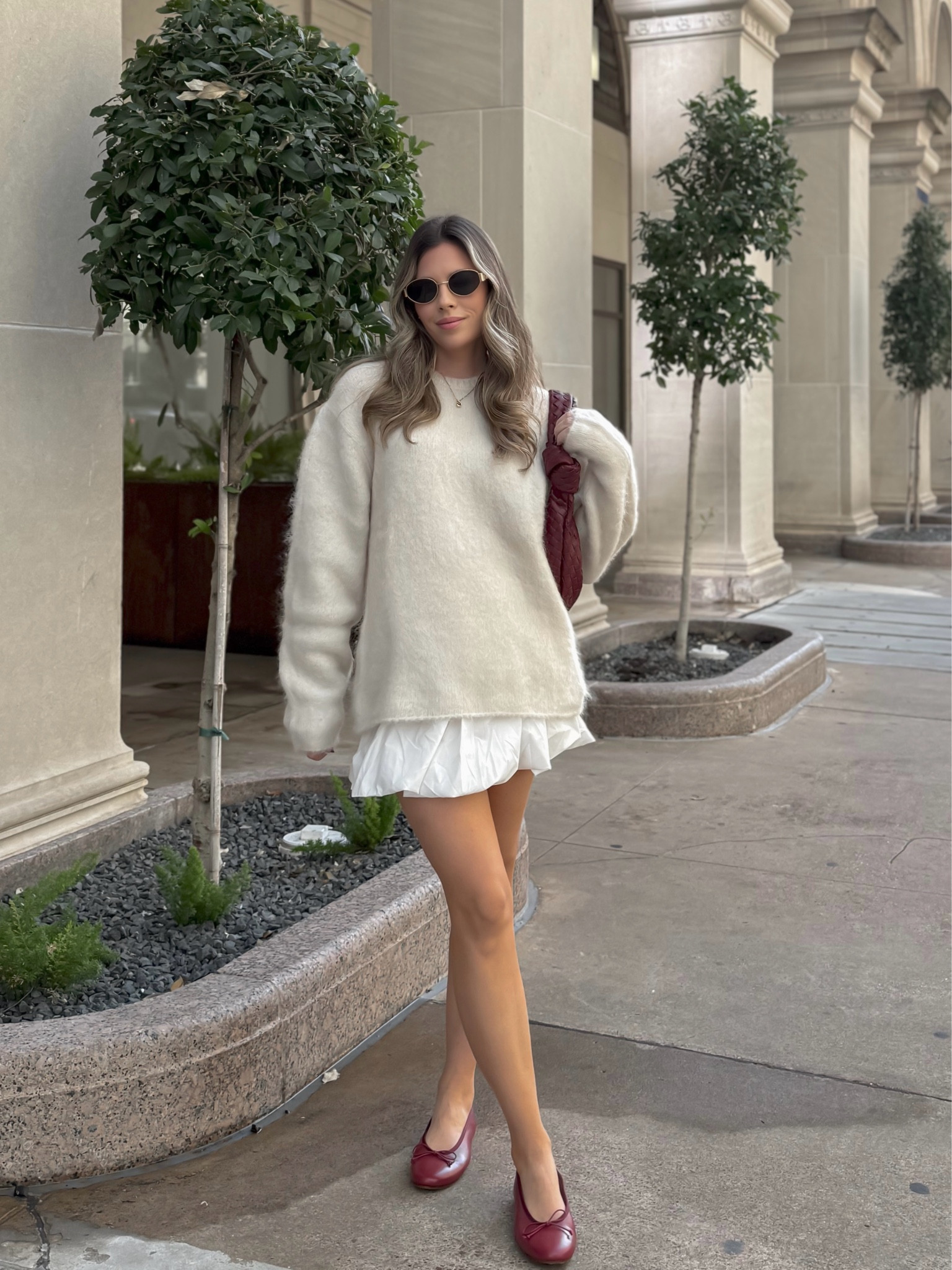 Bubble skirt and mohair sweater 