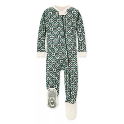 Burt's Bees Baby® Newborn Diamond Fair Isle Organic Cotton Footie in Spinach | Bed Bath & Beyond