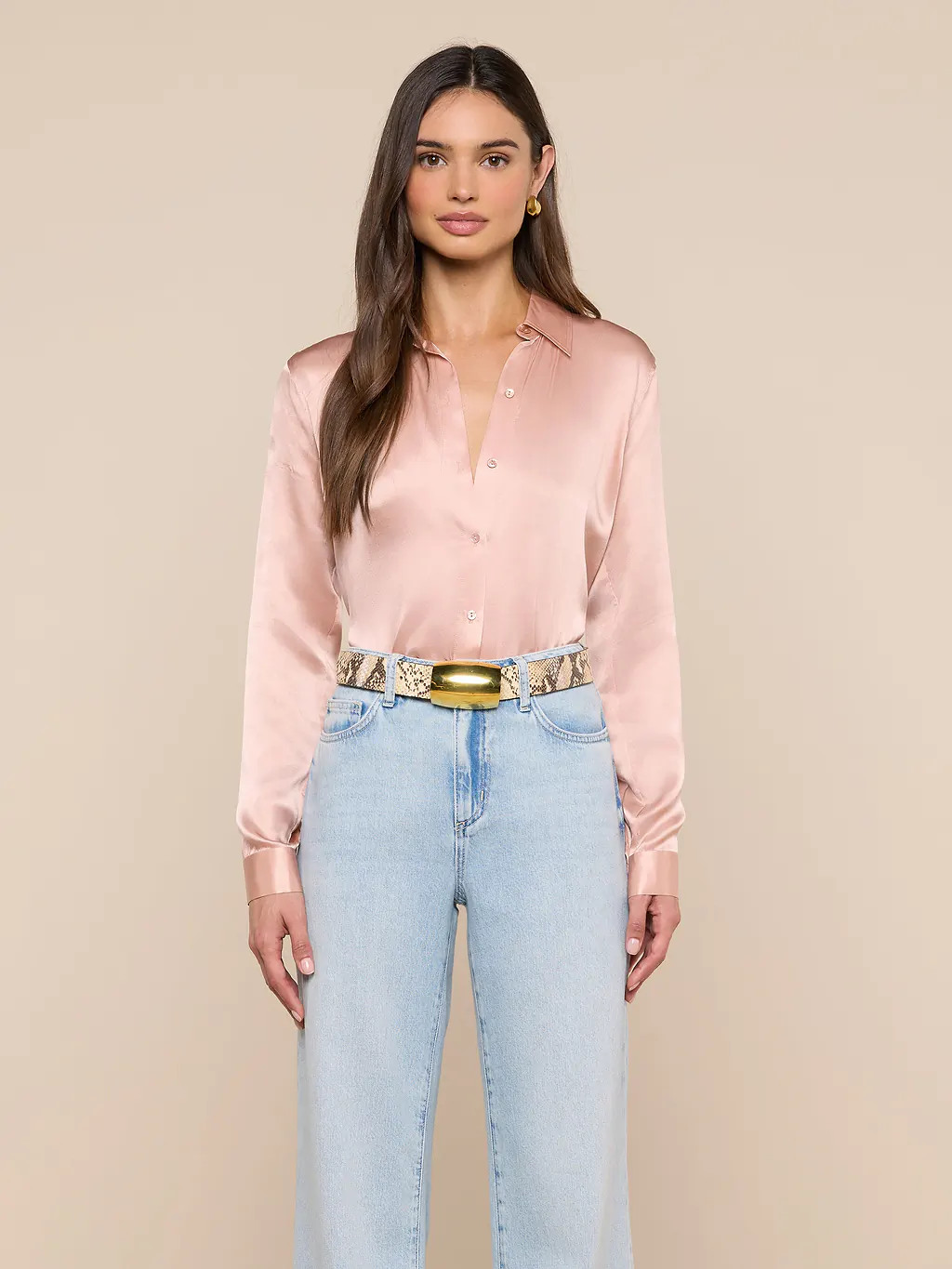 Tyler Silk Blouse in Misty Rose | L'AGENCE | L'Agence