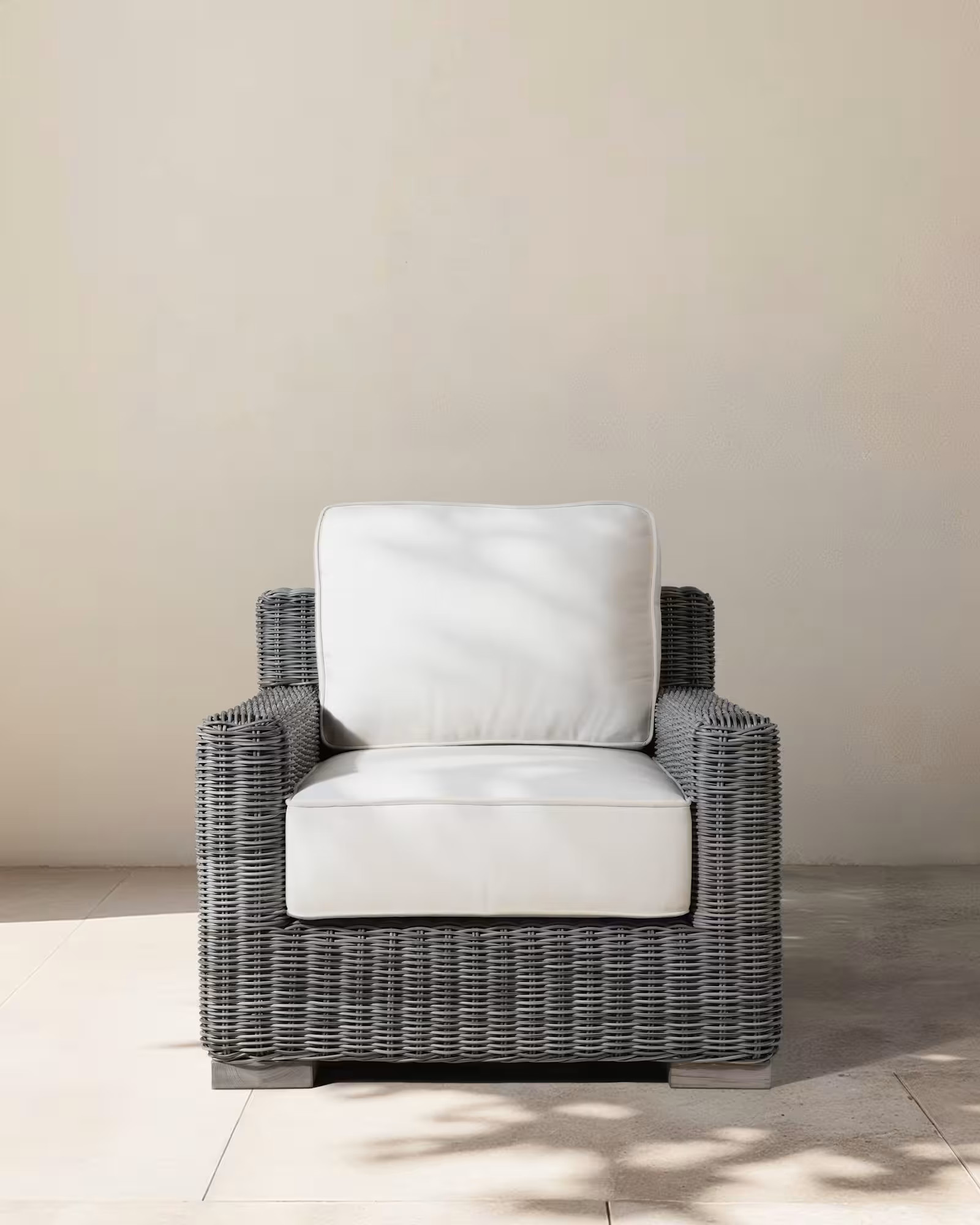 Classic All-Weather Wicker Outdoor Lounge Chair in Grey Weave | Quince