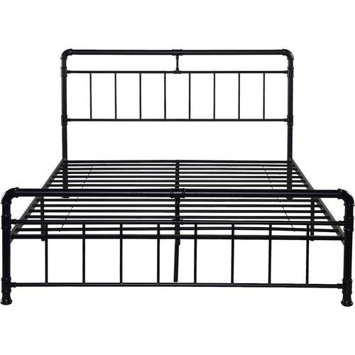 Noble House - Whately Industrial 63.5"" Queen Size Iron Bed Frame - Black | Best Buy U.S.