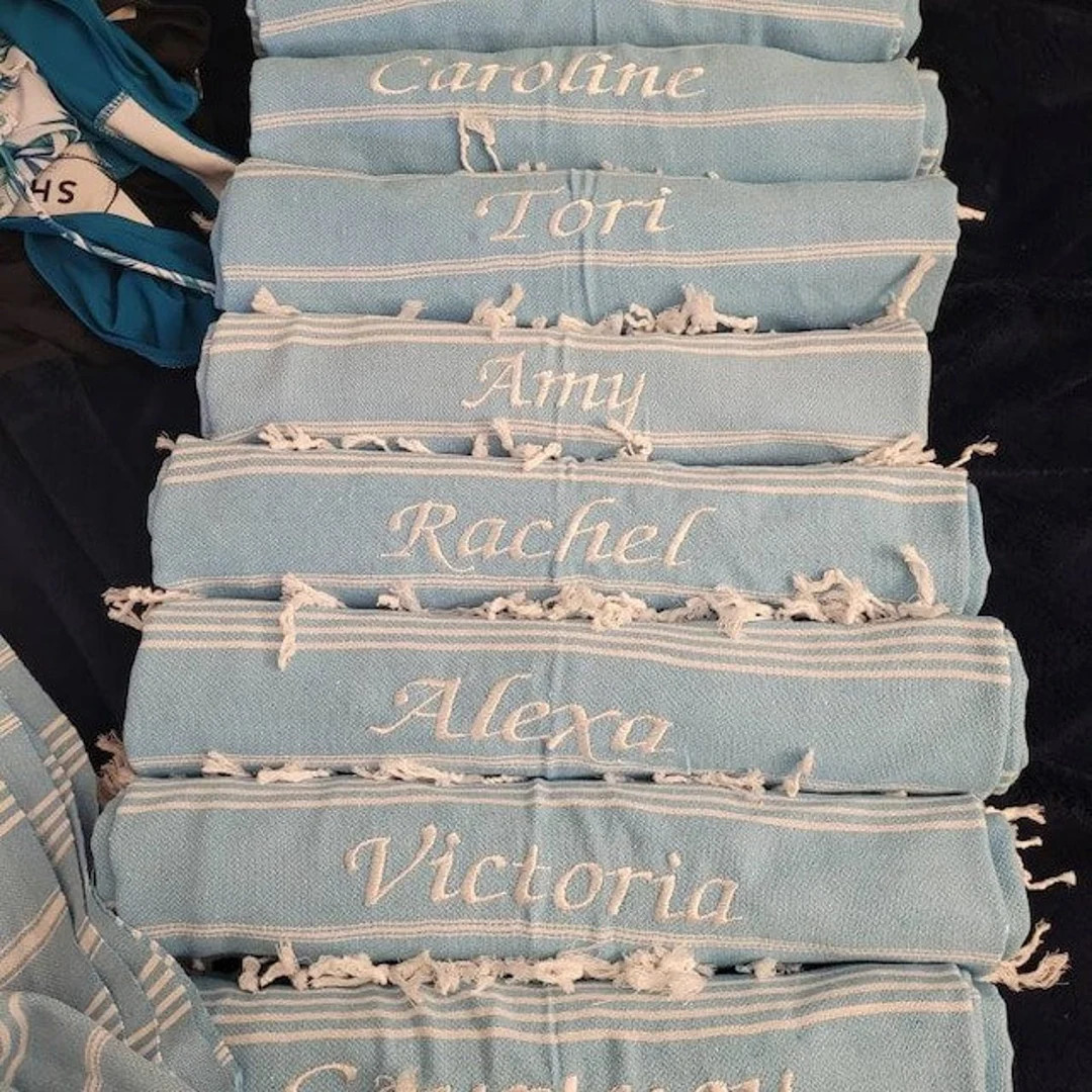 Personalized BEACH Towel, 70x40 MONOGRAMMED Turkish Towel Personalized Gifts, Beach Bridal Party ... | Etsy (US)