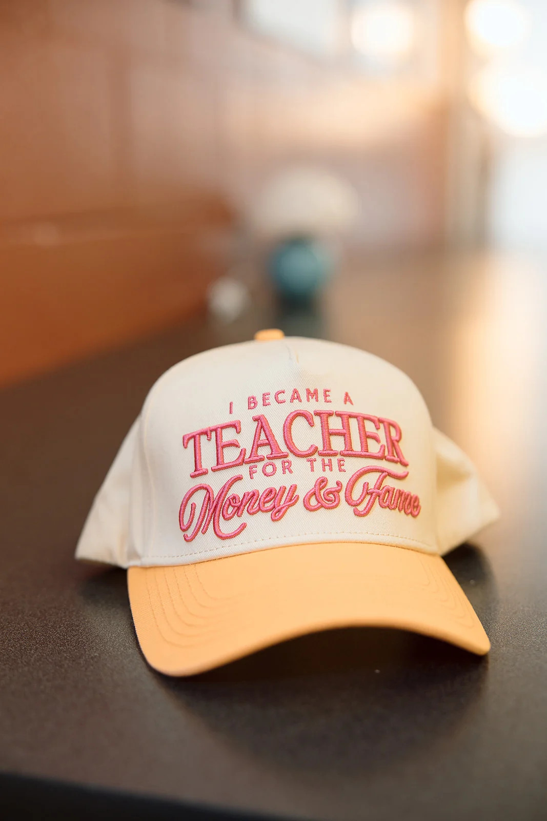 Teacher for Money & Fame - Peach Trucker Hat | KenzKustomz