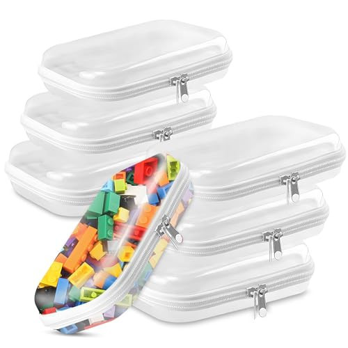 6PCS Hard Clear Zipper Case for Storage - Professional-Grade Plastic Clear Zipper Pencil Case, Double Zippered Toy Storage Organizer Bags,Toiletry Pouch,Travel Organizer,Cosmetic Bag, Toy Storage Bins | Amazon (US)