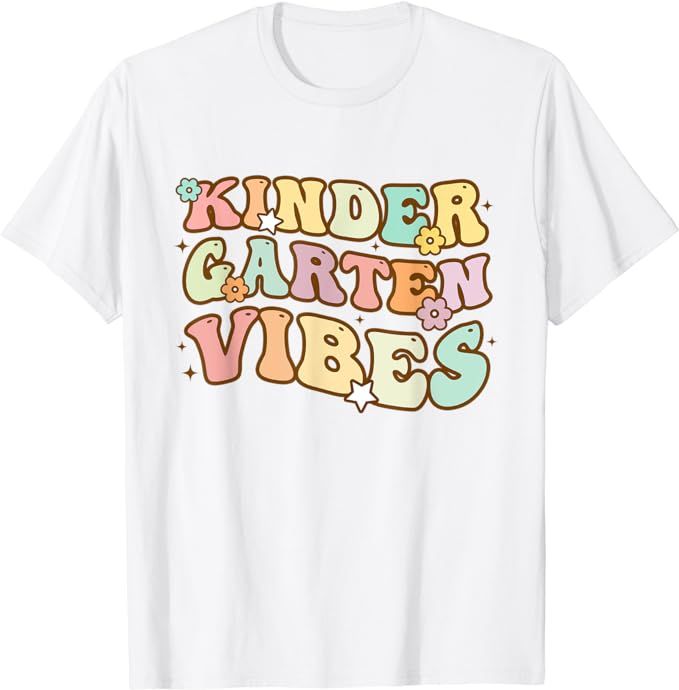 Back To School Kindergarten Vibes Retro Teacher Women Kids T-Shirt | Amazon (US)
