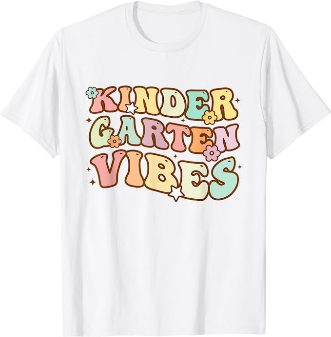 Back To School Kindergarten Vibes Retro Teacher Women Kids T-Shirt | Amazon (US)