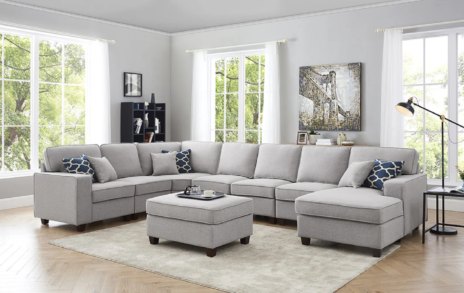 Blakeley 149.5" Wide Right Hand Facing Modular Corner Sectional with Ottoman | Wayfair North America