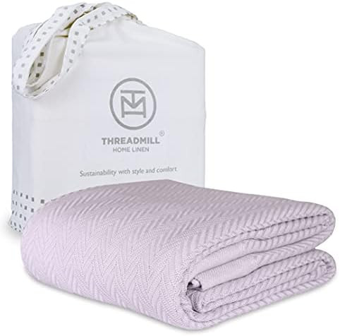 Threadmill Home Linen King Blanket - Soft Herringbone Cotton Throw Blanket, Luxury 100% Extra Lon... | Amazon (US)