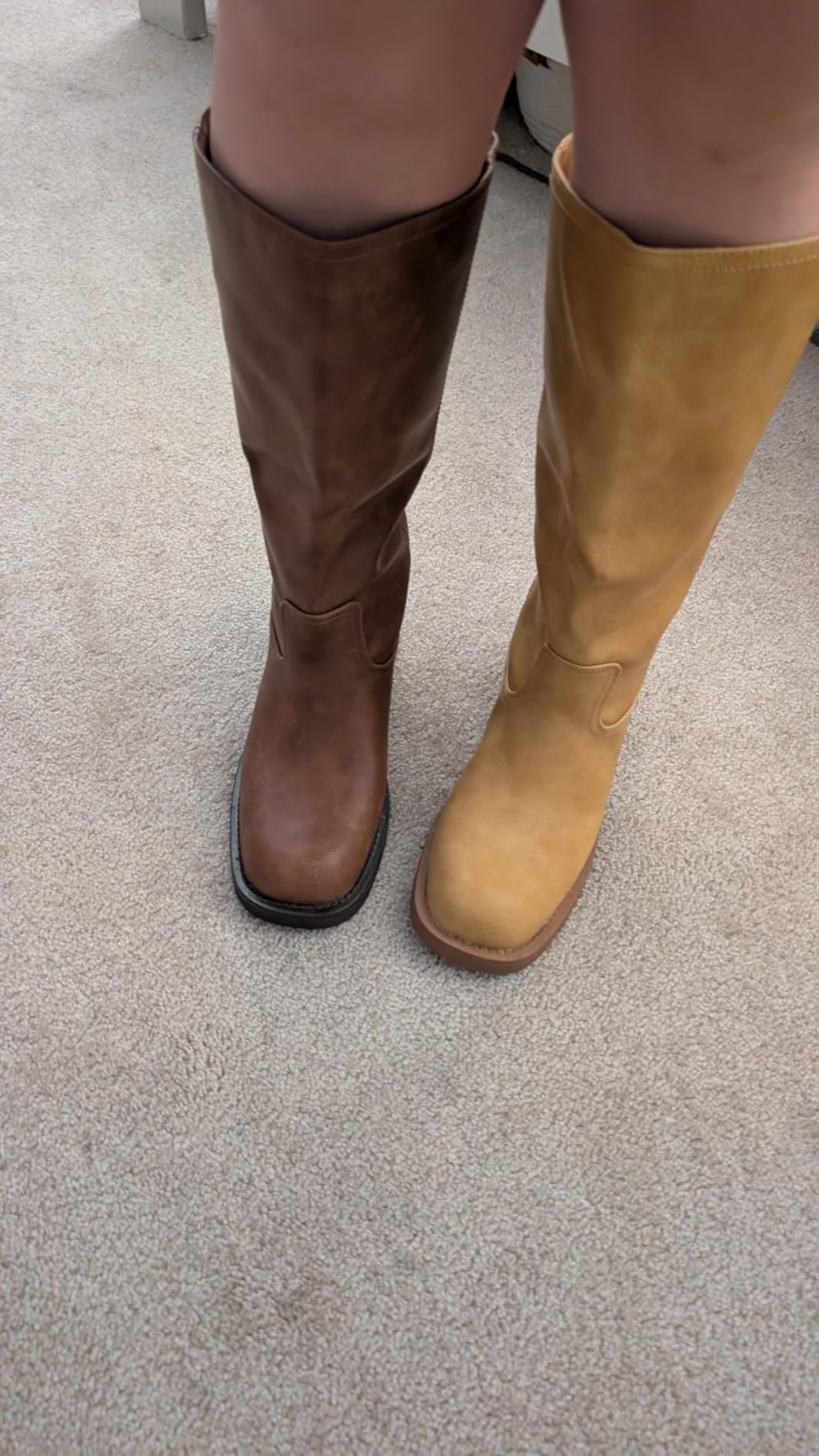 Athlefit Women's Knee High Boots Square Toe Chunky Block Riding Tall Boots for Women Low Heel | Amazon (US)