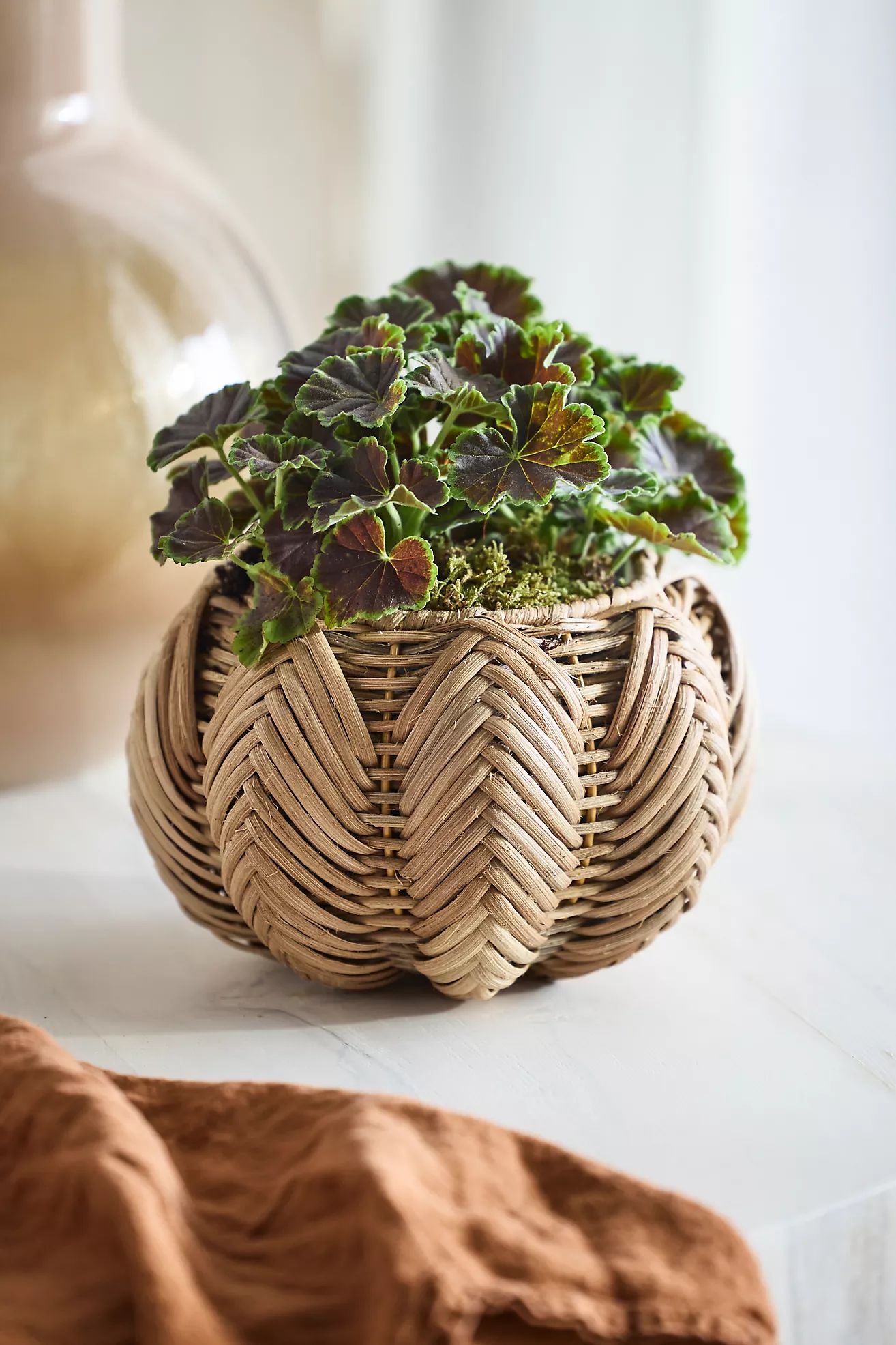 Pumpkin Woven Rattan Pot | Anthropologie (US)