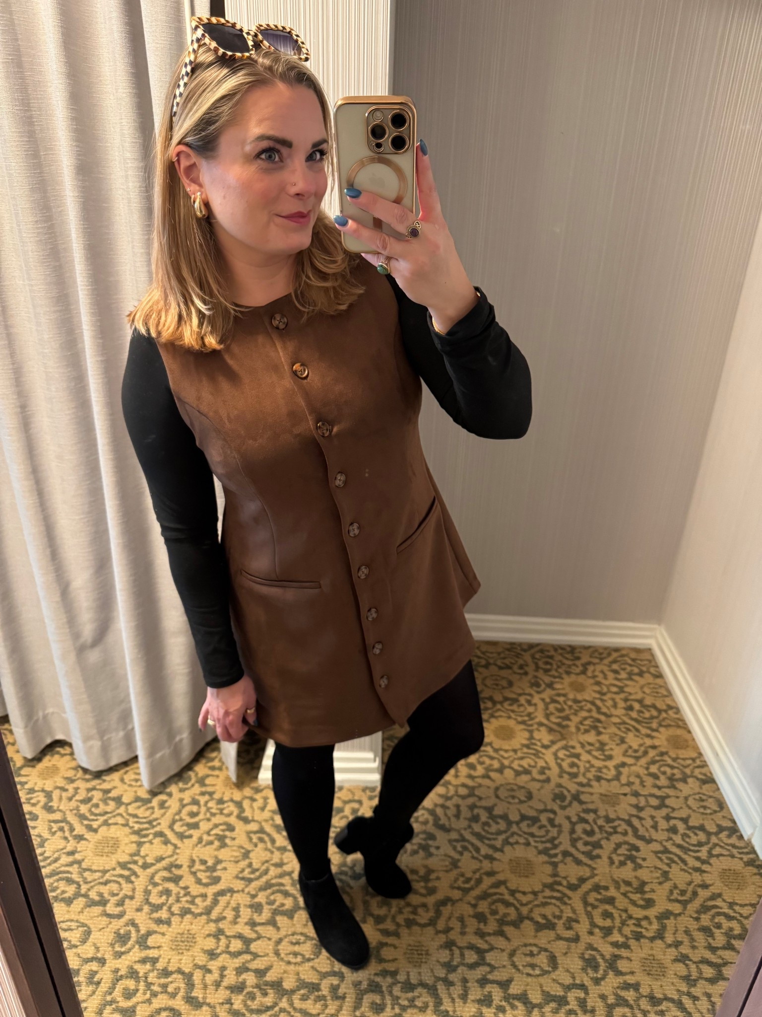 The cutest button down pinafore dress! Perfect for fall layering! 

Size up if in between or you want more length. Wild fable is a juniors line and I always take a large!

#LTKFindsUnder50 #LTKSeasonal #LTKMidsize