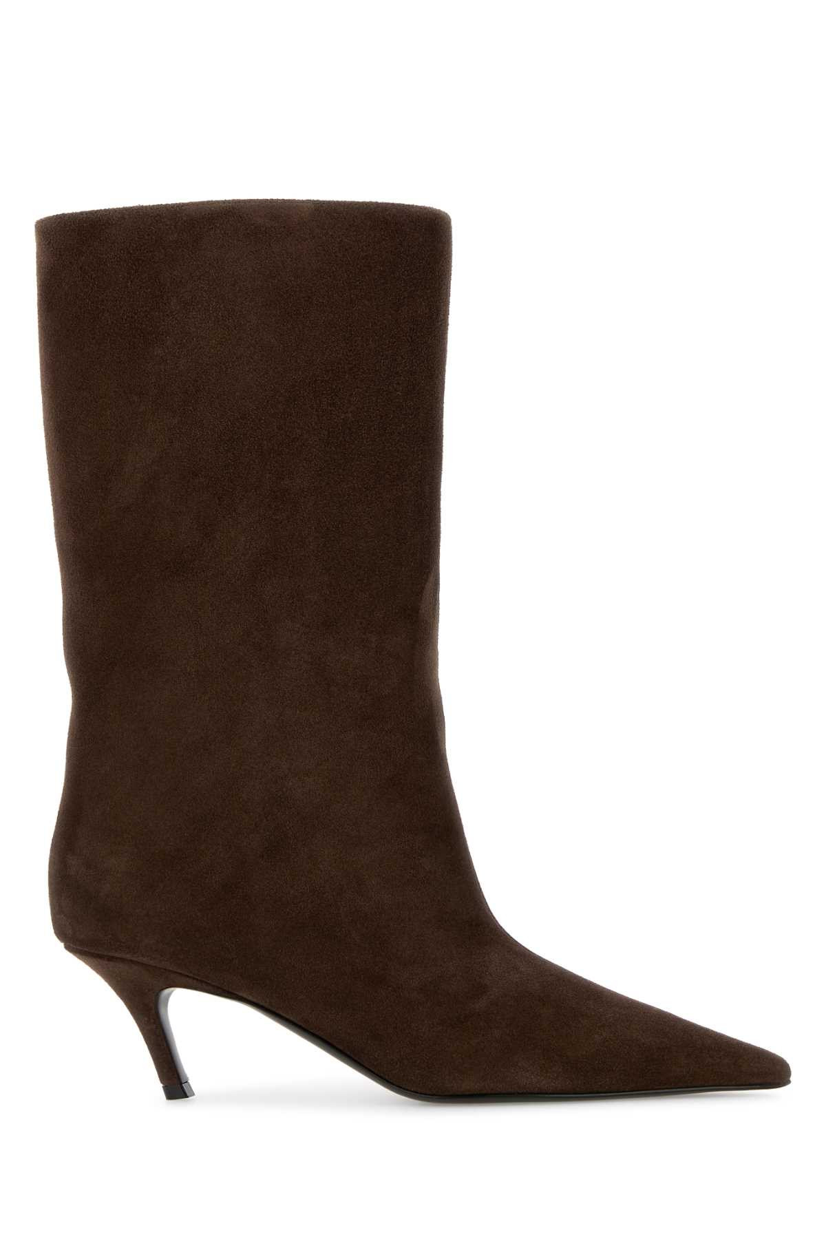 Amina Muaddi Brown Suede Fiona Boots | Italist.com US