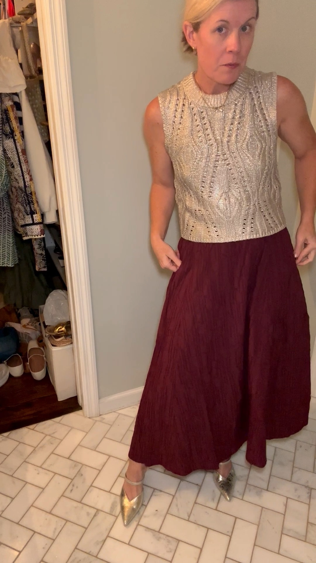 My favorite Marie Oliver , Sasha skirt ! Loving this newest color , this skirt needs to be sized down 
I’m in xxs

#LTKSeasonal #LTKOver40