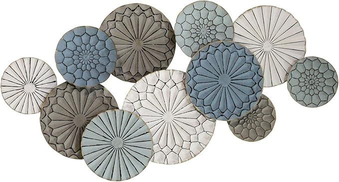 Stratton Home Decor Caroline Metal Plates Statement Wall Decor / Modern Wall Art with Blue, White... | Amazon (US)
