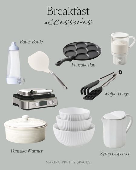 Breakfast accessories, kitchen finds, waffle making, pancakes, rubbed mixing bowls, syrup dispenser, batter bottle, waffle maker, pancake pan, spatula, pancake warmer, amazon kitchen, Williams Sonoma

#LTKsalealert #LTKGiftGuide #LTKhome