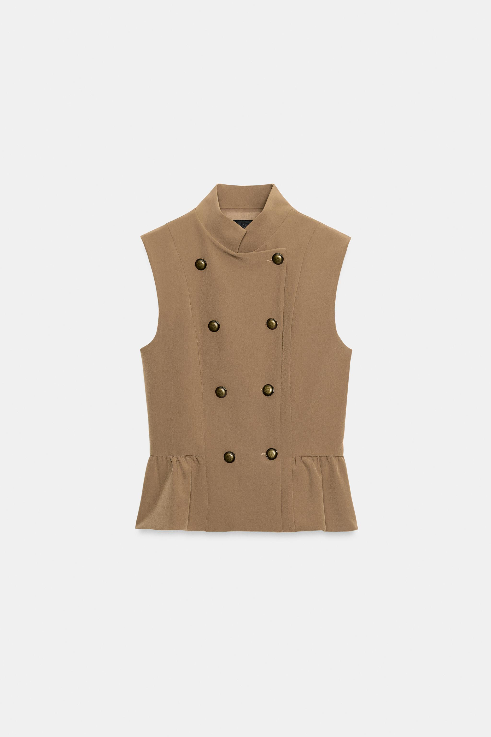 BUTTONED PEPLUM VEST TOP | Zara US