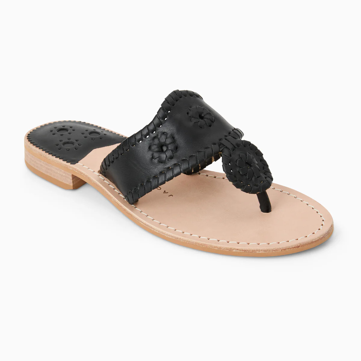 Jack Rogers Signature Jacks Flat Sandal | Patent Leather | Black | Jack Rogers