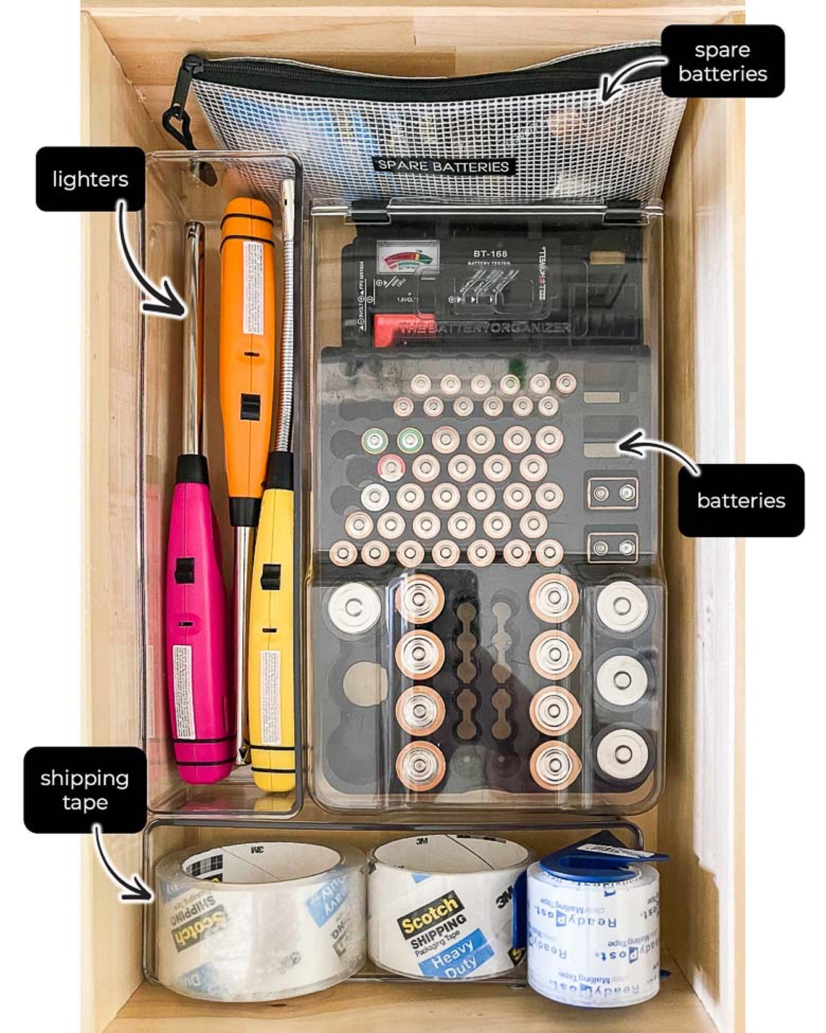 It’s easy to organize the dreaded junk drawer when you have several key organization items on hand, like this battery storage case, zip pouches, the Home Edit drawer organization system and a label maker. home organization kitchen organization drawer organization home storage junk drawer organization #LTKStyleTip 

#LTKFindsUnder50 #LTKHome