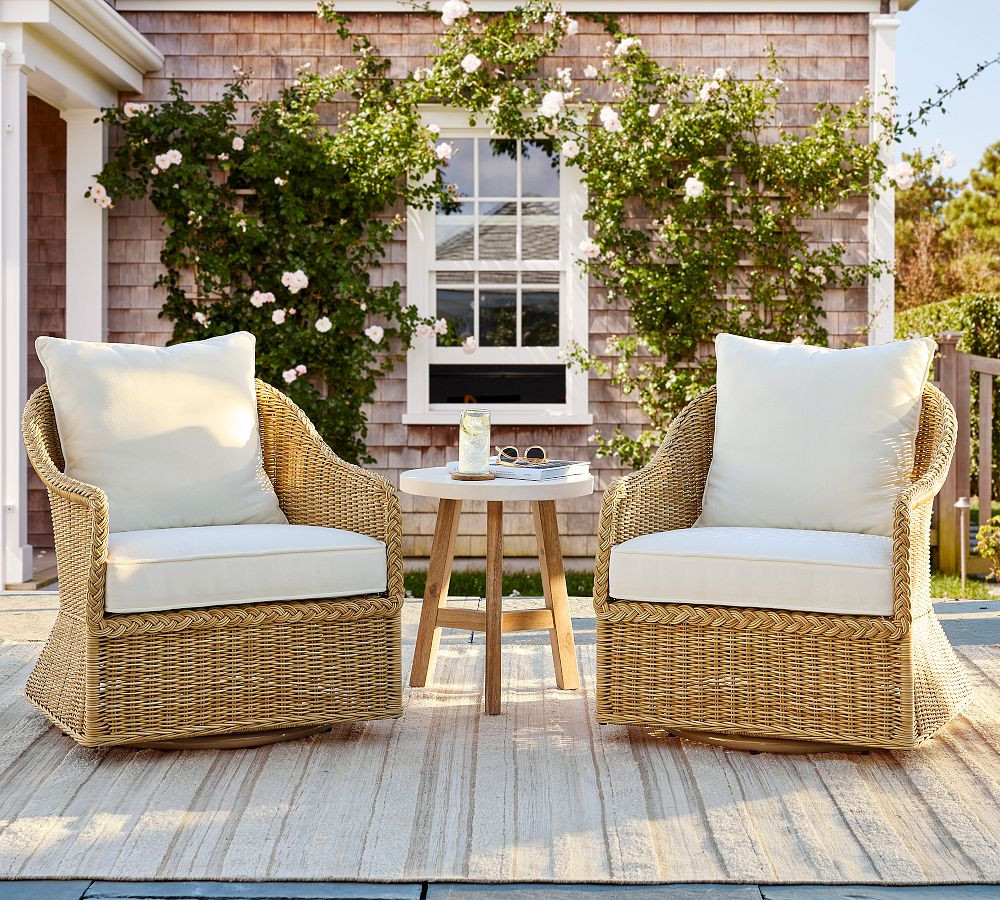 Westport Wicker Swivel Outdoor Lounge Chair | Pottery Barn (US)