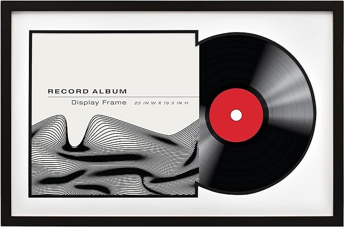 MCS Double Groove Record Album Frame with Black Bottom Mat, Black, 16.5 x 25 in | Amazon (US)