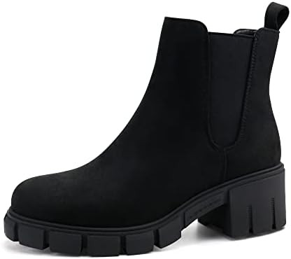 starmerx Women Platform Ankle Boots Elastic Chelsea Boots Mid Heel Slip on Booties | Amazon (US)