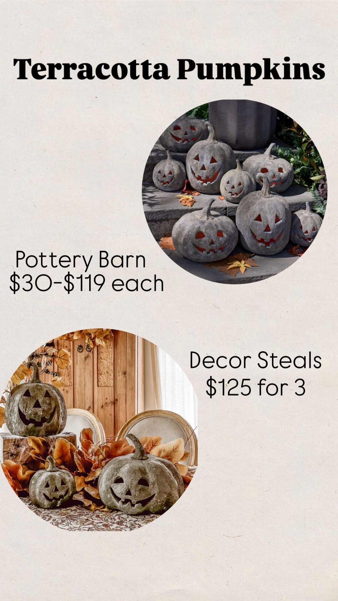 Pottery barn terracotta pumpkins
Decor steaks pumpkins
Outdoor decor
Home decor
Halloween home decor
Porch decor
Fall 
Autumn

#LTKFindsUnder50 #LTKHome #LTKFindsUnder100