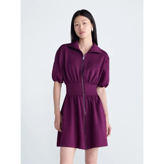 Scoop Women's and Women's Plus Scubaknit Zip Front Dress, Sizes XS-4X | Walmart (US)
