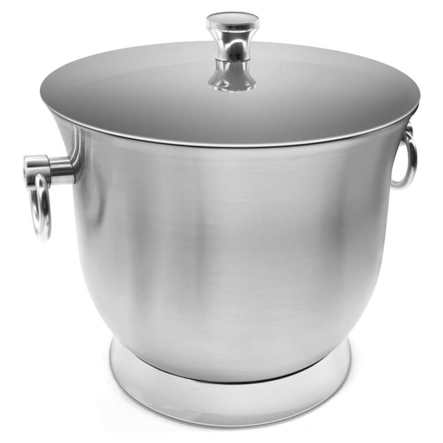 Fortune Candy 3.3 L Double Walled Insulated 18/8 Stainless Steel Ice Bucket with Ice Tongs and Li... | Lowe's
