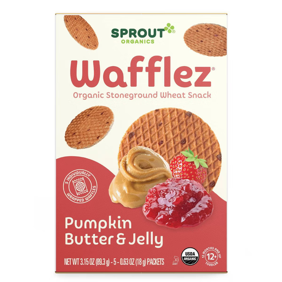 Sprout Foods Organic Pumpkin Butter & Jelly Wafflez Toddler Snacks - 3.15oz | Target