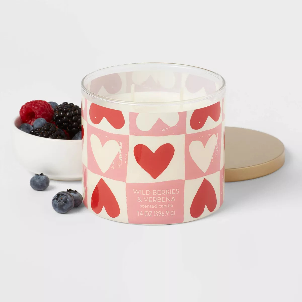 3-Wick 14oz Candle Hearts in Blocks Wild Berries and Verbena - Threshold™ | Target
