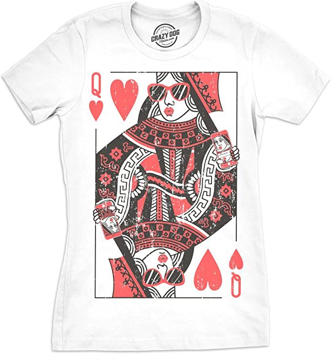 Crazy Dog T-Shirts Womens Queen of Hearts T Shirt Funny Vintage Graphic Cool Cute Tee for Ladies | Amazon (US)