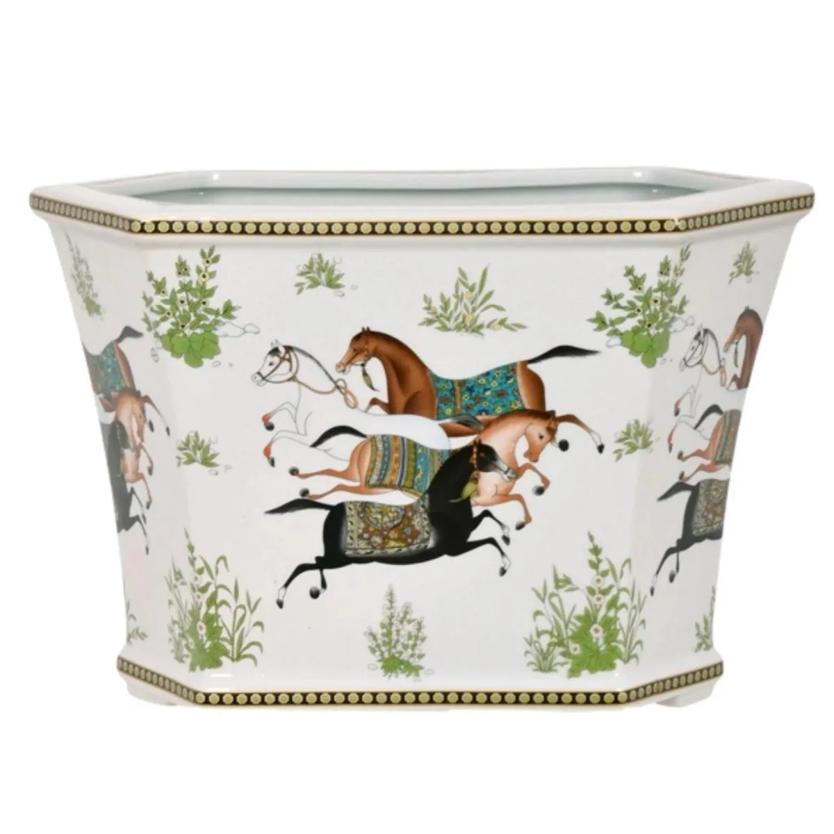 Hexagon Horse Porcelain Cachepot | The Well Appointed House, LLC