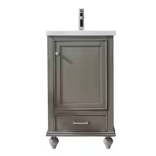 SUDIO Melissa 20.5 in. W x 16 in. D x 34.5 in. H Bath Vanity in Silver Gray with Ceramic Vanity T... | The Home Depot