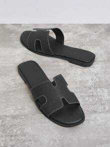 SHUZIA Women's Fashionable Cut Out Solid Color Flat Sandals Summer Shoes Spring Shoes Spring Brea... | SHEIN