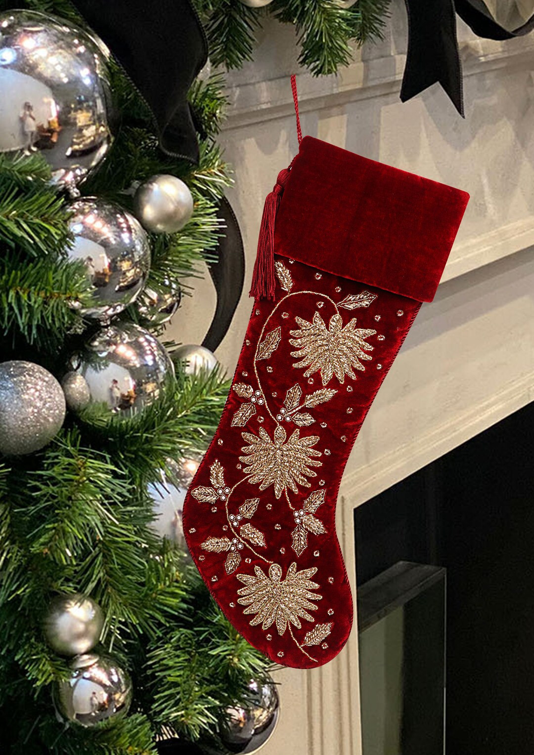 Personalised Velvet Christmas Stocking Red Christmas Stocking - Etsy | Etsy (US)