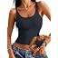 Danysu Women's Tank Tops with Bulit in Bras Scoop Neck Ribbed Fitted Knit Crop Halter Tops Spaghe... | Amazon (US)