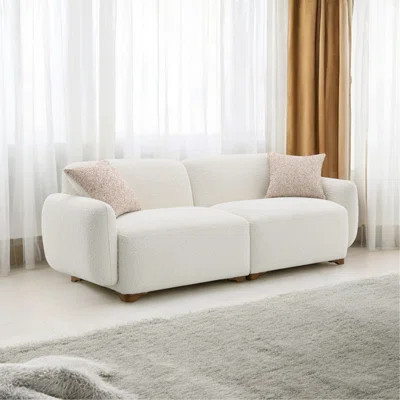 Darius Beige Boucle Sofa With 2 Toss Pillows | Wayfair North America