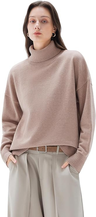 SUUKSESS Women Cashmere Oversized Chunky Turtleneck Pullover Sweater Long Sleeve Knit Jumper Tops | Amazon (US)