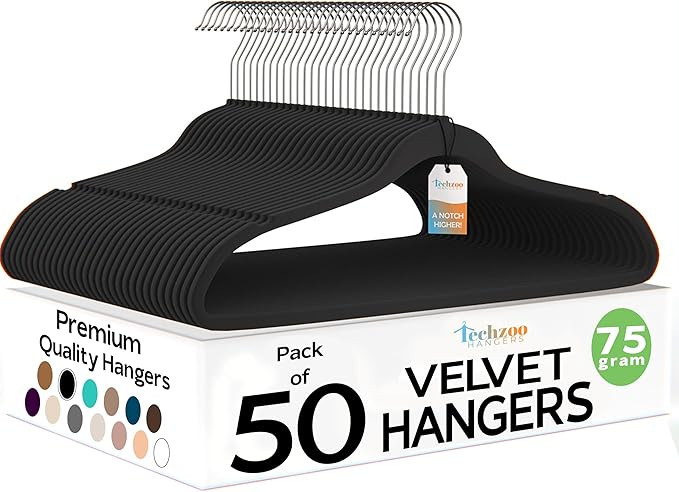 50 Pack New Premium Quality Velvet Hangers Ultra Thin Non Slip Adult Felt Space Saving Hangers fo... | Amazon (US)