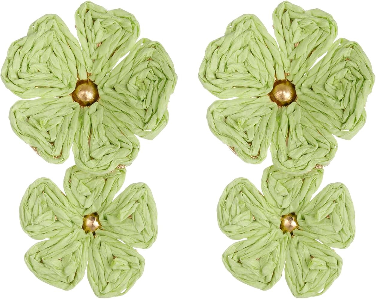 RUOFFETA Raffia Flower Earrings, Raffia Straw Wrapped Flower Drop Dangle Earrings Summer Tropical... | Amazon (US)