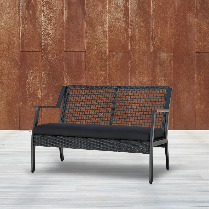 CALVIN 47" Wicker Outdoor Loveseat With Cushions by Real Flame | Wayfair North America