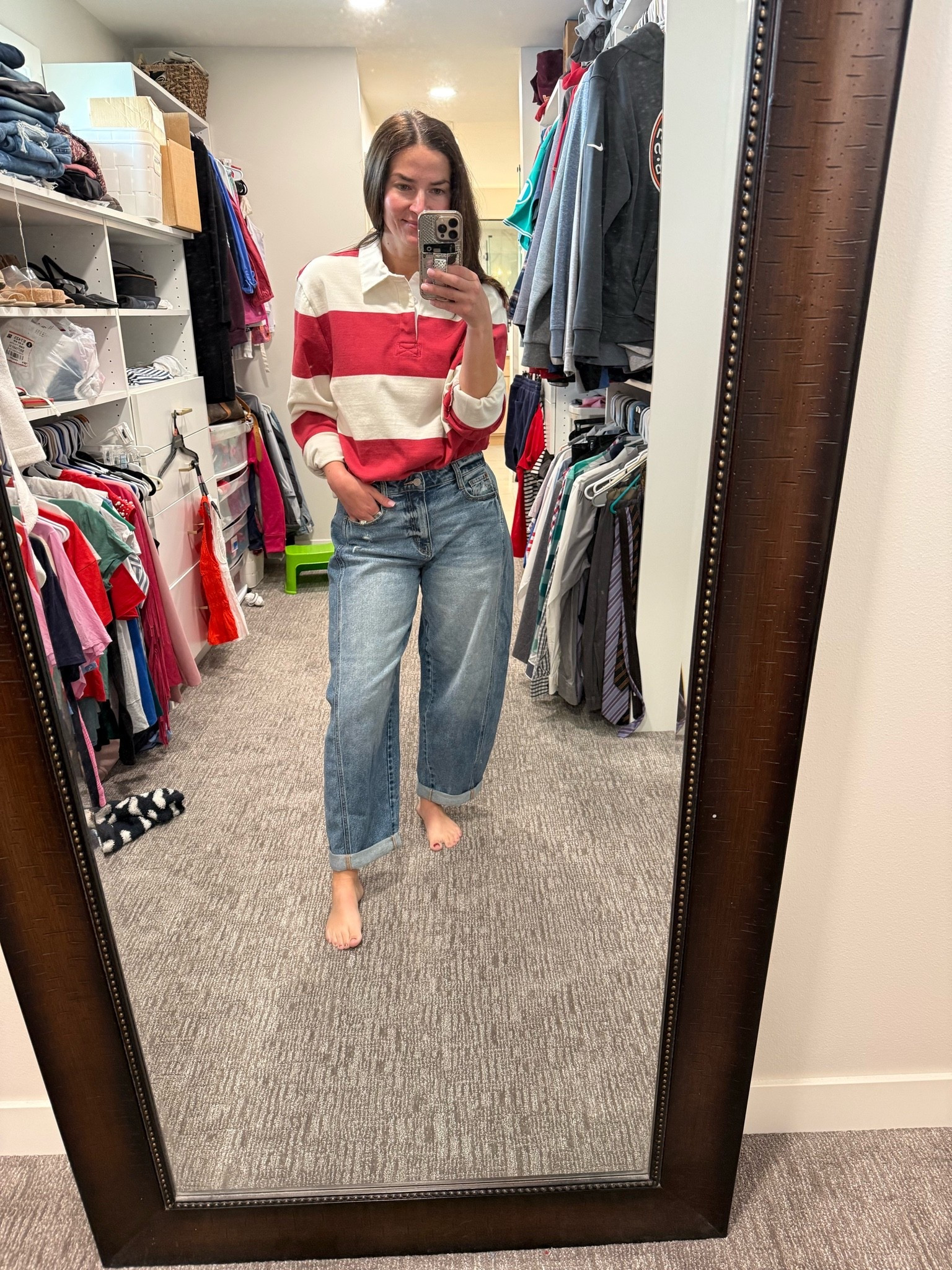 Rugby shirt from Walmart men’s! Wearing men’s medium for over size fit