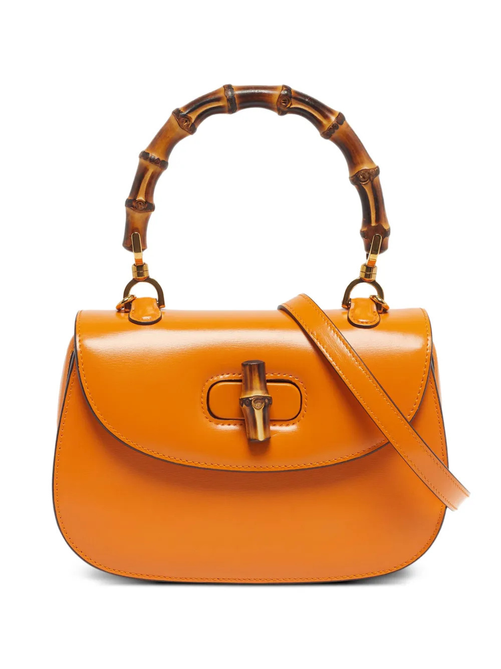 Gucci Pre-Owned small Bamboo 1947 leather tote bag - Yellow | Farfetch Global