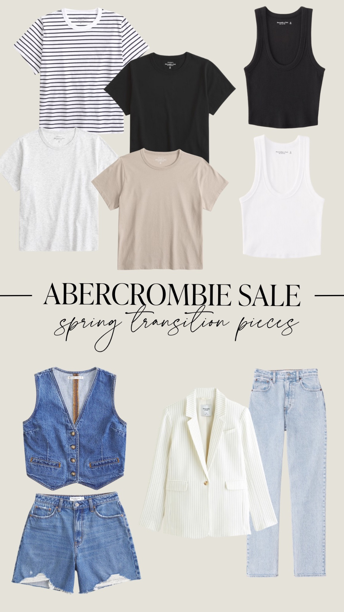 Essential spring transition pieces from Abercrombie! They are doing 25% off all jeans and 15% almost everything else right now!

#LTKstyletip #LTKsalealert #LTKbeauty