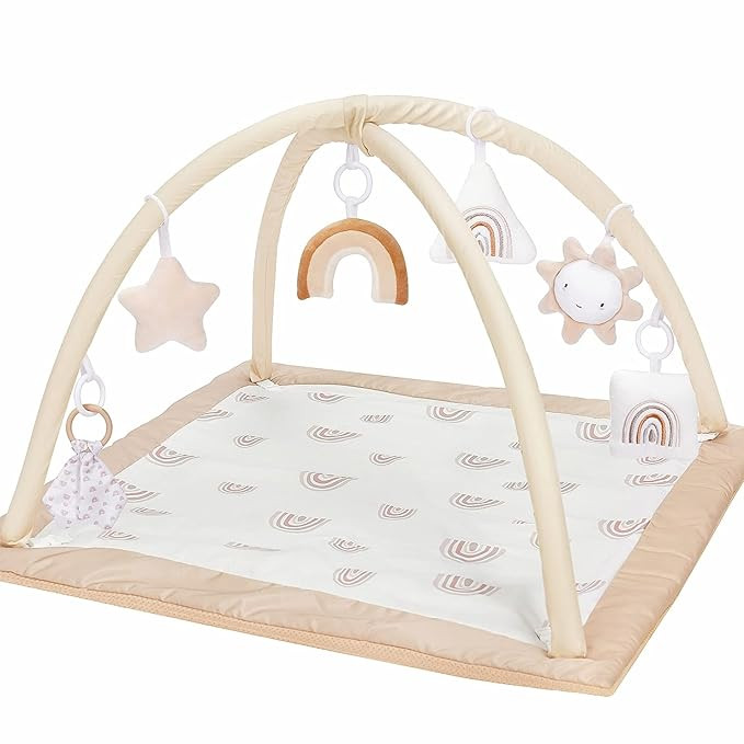 Washable Baby Gym Activity Center with Play Mat, Rainbow Early Development Playmats, 6 Toys for I... | Amazon (US)