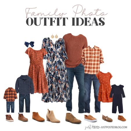 Loving this navy blue and orange family photo look idea! This is one of my favorite color combinations for fall family pictures  

#LTKsalealert #LTKkids #LTKfamily
