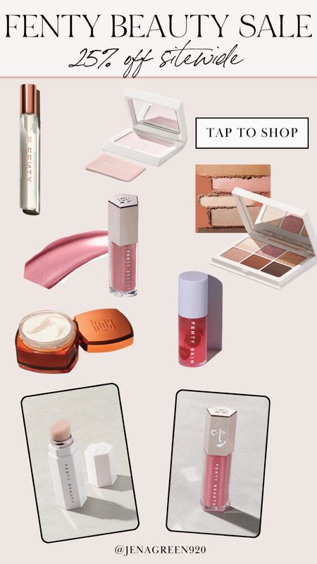 @fentybeauty #fentybeautypartner #fentyfamsale #Fentybeauty 
Fenty Beauty Sale | Lip Oil | Eyeshadow Palette | Travel Perfume | Body Lotion | Highlighter Powder  

#LTKfindsunder50 #LTKbeauty #LTKsalealert