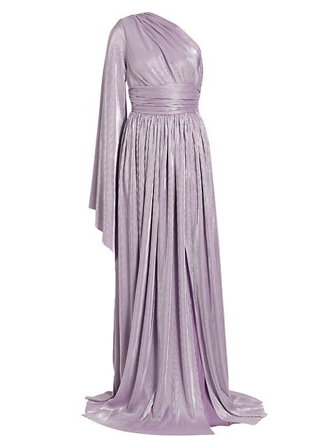 Florence Pleated Metallic One-Shoulder Gown | Saks Fifth Avenue