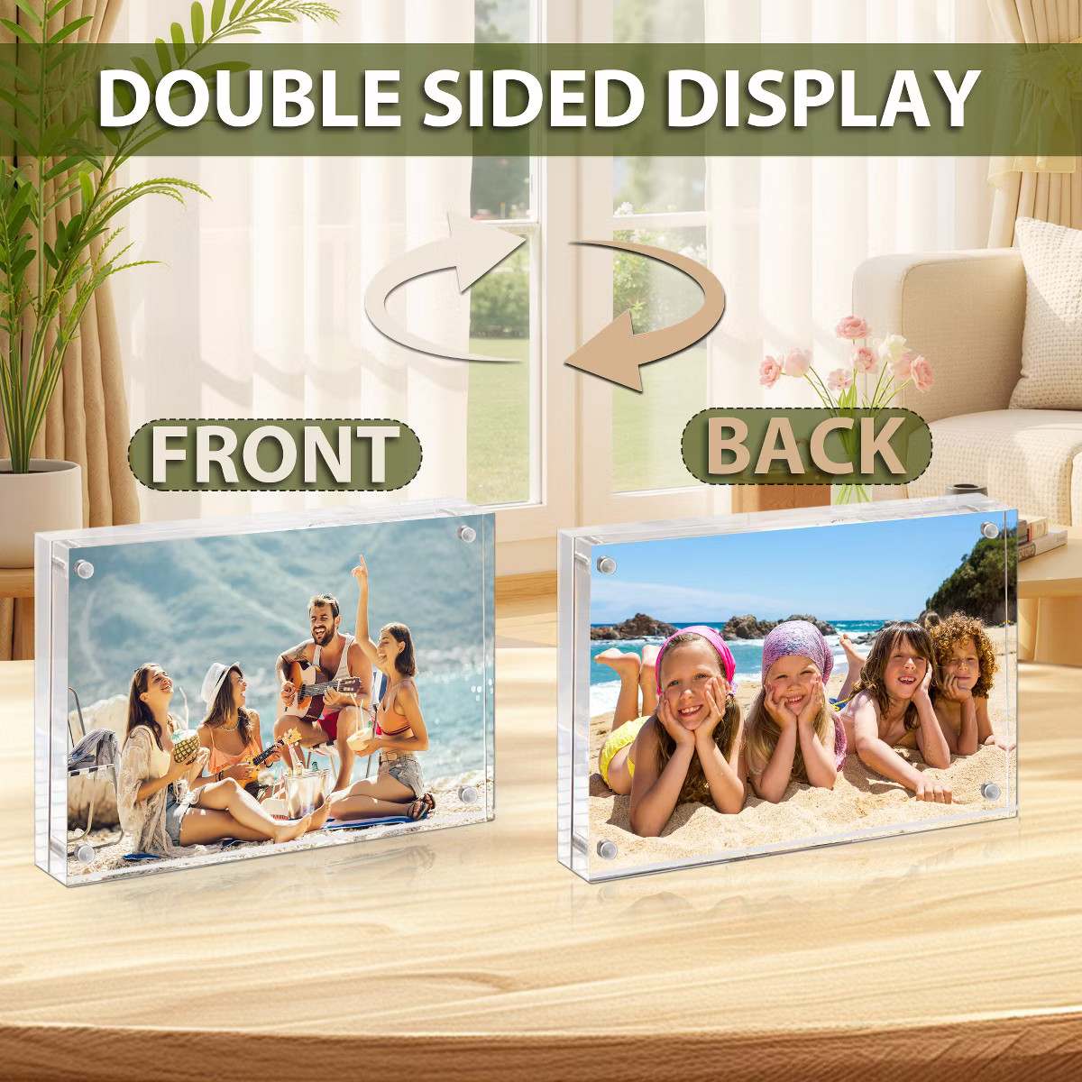 BP4U Acrylic Picture Frames, Double-Sided Magnetic, Clear Frameless Freestanding Desktop Photo Fr... | Target