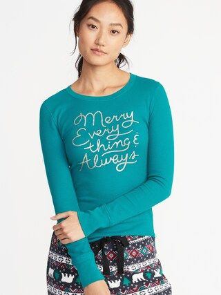 Slim-Fit Holiday Graphic Thermal-Knit Top for Women | Old Navy US